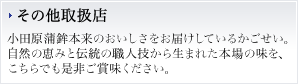 その他取扱店：小田原蒲鉾本来のおいしさをお届けしているかごせい。自然の恵みと伝統の職人技から生まれた本場の味を、こちらでも是非ご賞味ください。